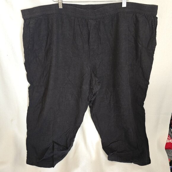 Susan Graver Pure Linen Blend Pants Black 4X Luxury Soft Linen Plus Size QVC - Picture 3 of 14